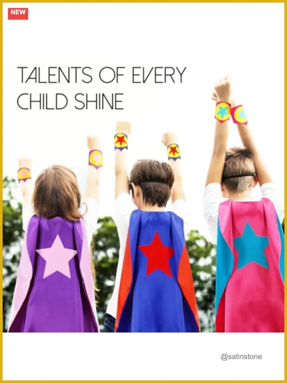 Kids Superhero Cape & Mask Set with Wristbands and DIY Felt Stars, Reversible,